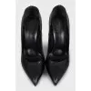 Black textured leather heels