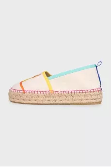 Beige espadrilles with embroidery