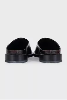 Leather square-toe clogs