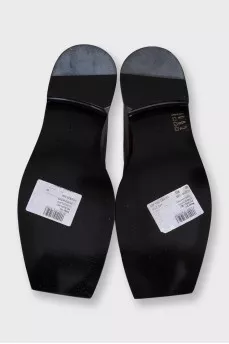 Leather square-toe clogs