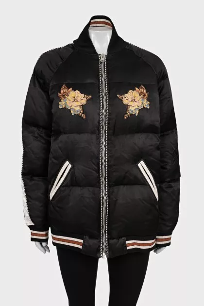 Insulated bomber jacket decorated with embroidery