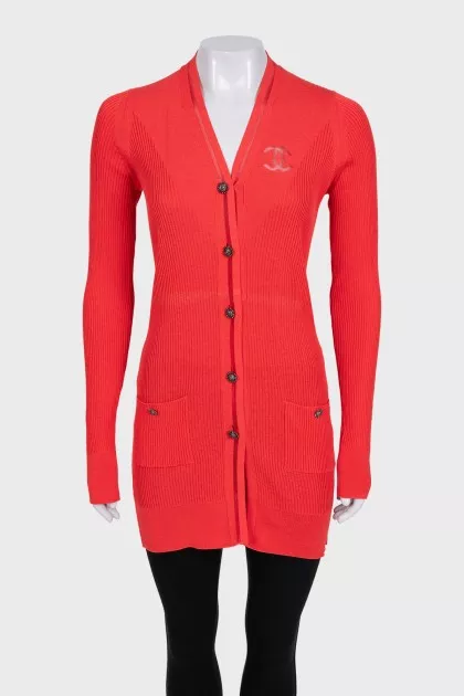 Red fitted cardigan