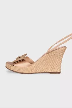 Beige wedged sandals