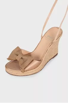 Beige wedged sandals
