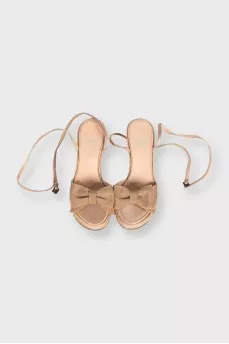Beige wedged sandals
