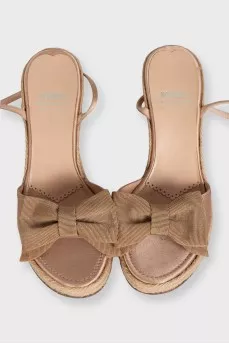 Beige wedged sandals