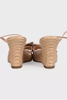 Beige wedged sandals