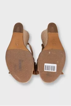 Beige wedged sandals