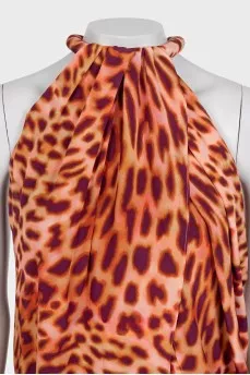 Silk leopard sleeveless blouse