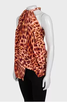 Silk leopard sleeveless blouse