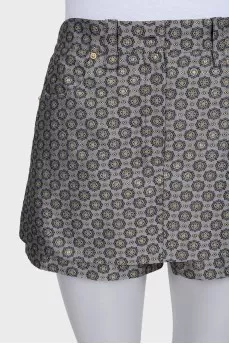 Straight-cut printed shorts skirt