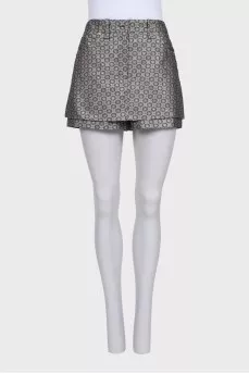 Straight-cut printed shorts skirt