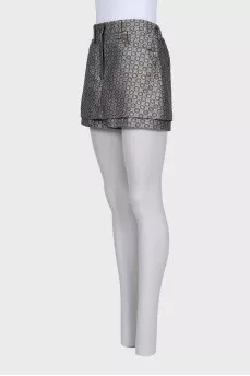Straight-cut printed shorts skirt