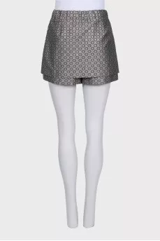 Straight-cut printed shorts skirt