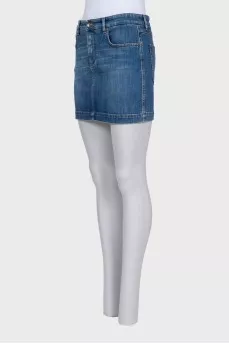 Straight-cut denim skirt with pockets