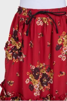 Printed drawstring pocket skirt with tag