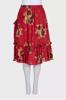 Printed drawstring pocket skirt with tag