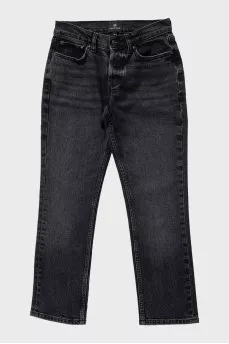 Black straight fit jeans with pockets