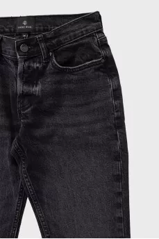 Black straight fit jeans with pockets