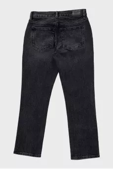 Black straight fit jeans with pockets