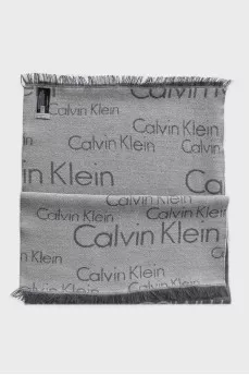 Gray scarf with brand logo