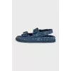 Blue textile sandals with logo