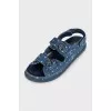 Blue textile sandals with logo