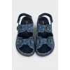 Blue textile sandals with logo