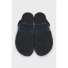 Blue textile sandals with logo