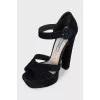 Black suede heeled sandals