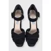 Black suede heeled sandals