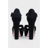 Black suede heeled sandals