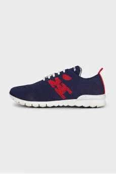 Men's textile sneakers with embroidered logo