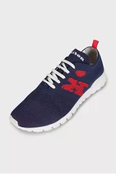 Men's textile sneakers with embroidered logo