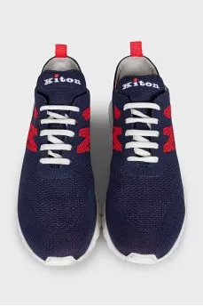 Men's textile sneakers with embroidered logo