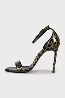Gold animal print sandals