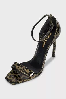 Gold animal print sandals