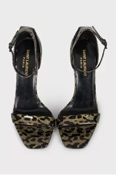 Gold animal print sandals