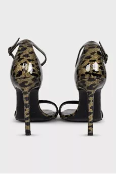 Gold animal print sandals