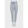 High-waist cropped trousers with a belt