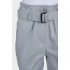 High-waist cropped trousers with a belt