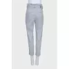 High-waist cropped trousers with a belt