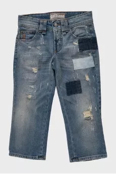 Skinny fit denim shorts with distressing