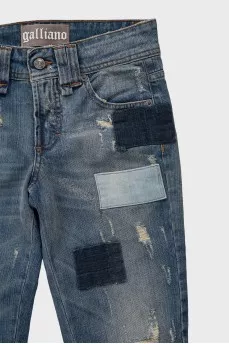 Skinny fit denim shorts with distressing