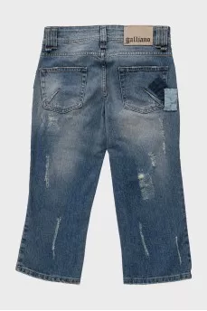 Skinny fit denim shorts with distressing