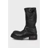 High boots made of distressed leather