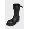 High boots made of distressed leather