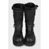 High boots made of distressed leather