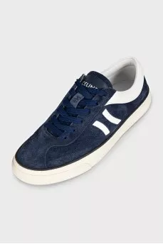 Men's blue suede lace-up sneakers
