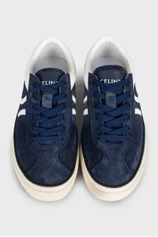 Men's blue suede lace-up sneakers